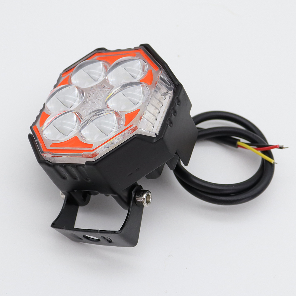 Customized Led Motorcycle Spotlights, Octagonal Spotlights, Dual-Color External Headlights, High-Brightness Electric Vehicle Lights