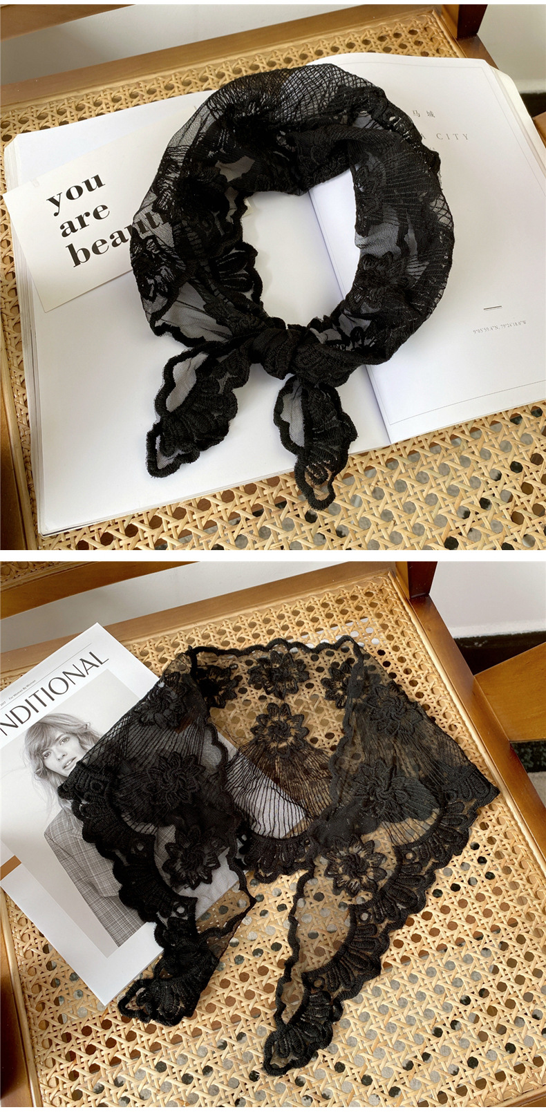 Travel Occasion Korean Hollow Fashion Lace Triangle Scarf