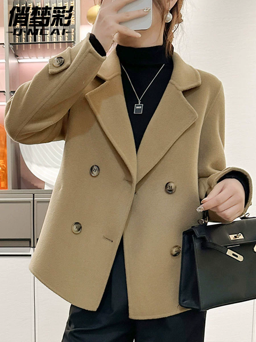 Фирменное короткое шерстяное пальто женское весеннее платье 2025 новое взрывное маленькое пальто костюм воротник супер красивый топ