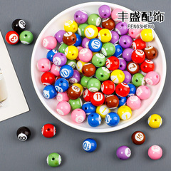 16mmアクリルカラーデジタルビリヤード散珠DIY携帯チェーンアクセサリー車載ストラップ手芸品アクセサリー