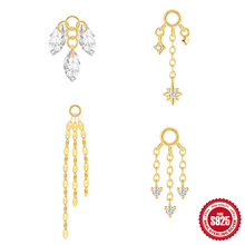 S925纯银流苏链条镶钻星星月亮百搭耳坠耳饰配件欧美热销气质配饰