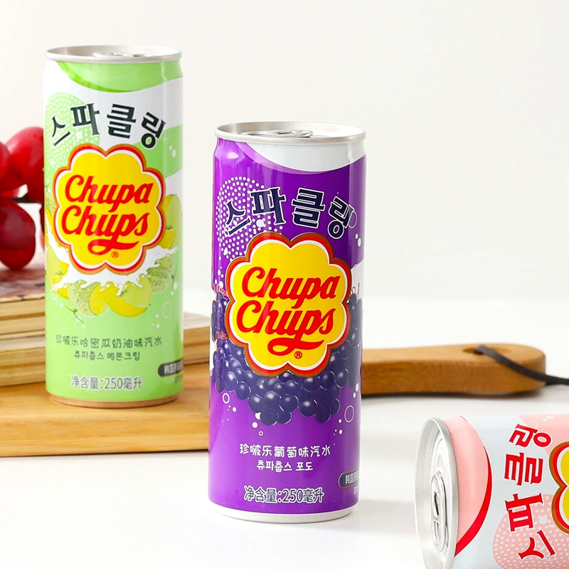 Газированный напиток (Chupa Chups) крем-клубника 250 мл, корейский стиль