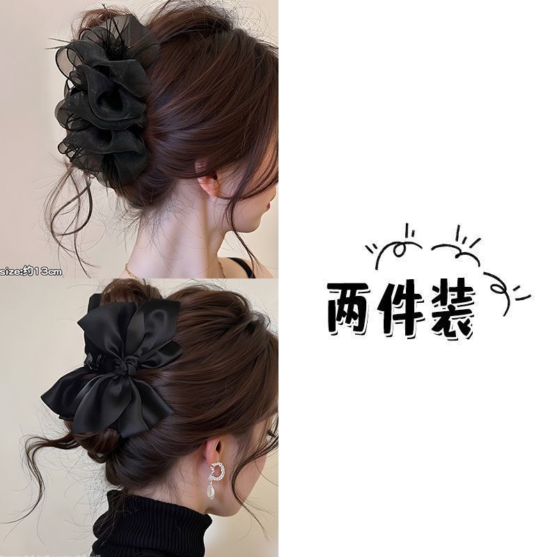 Clip de abrazadera de arco de satén negro detrás de la cabeza grande tiburón clips princesa clip de cabello red tarjeta de cabello rojo adornamiento para el cabello explosivo