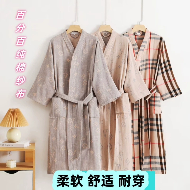 Gauze summer thin Japanese long quick dry bathrobe