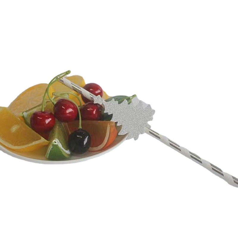 Árbol de Navidad tarjeta fiesta decoración paja postre pastel decoración bar bebida Decoración papel paja degradable