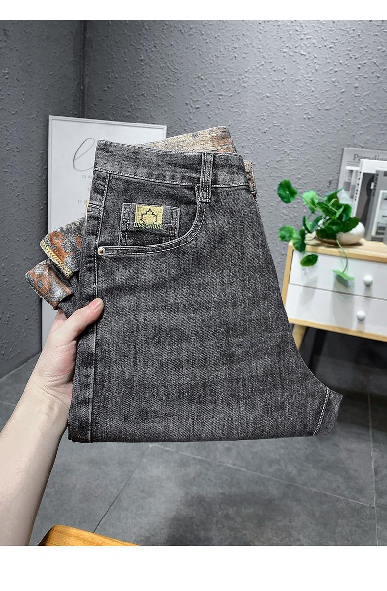 Jean droit et ample pour hommes, pantalon Long, tendance, haut de gamme, élastique, décontracté, nouvelle collection automne_voghion.com