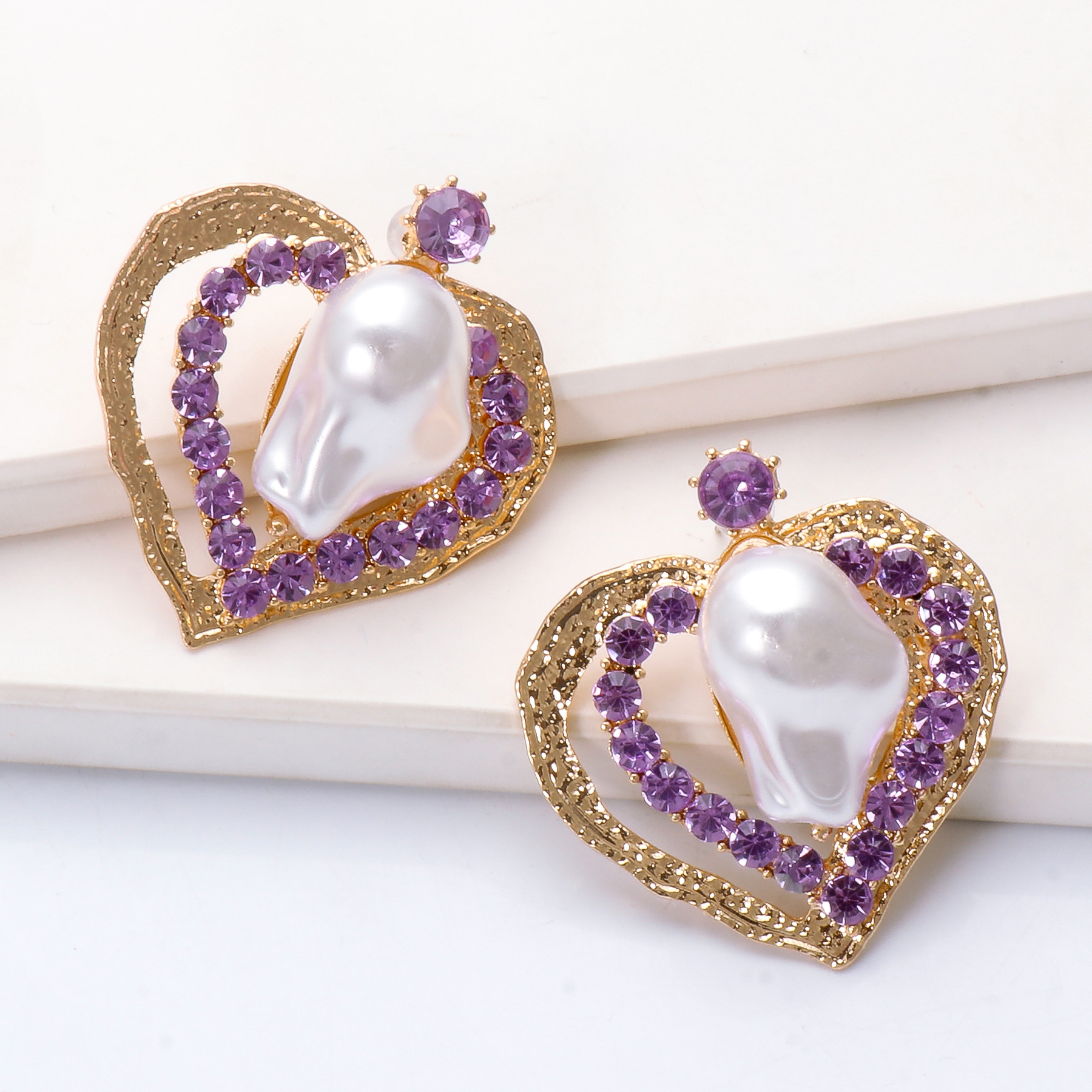 fashion purple diamond heartshaped earringspicture4