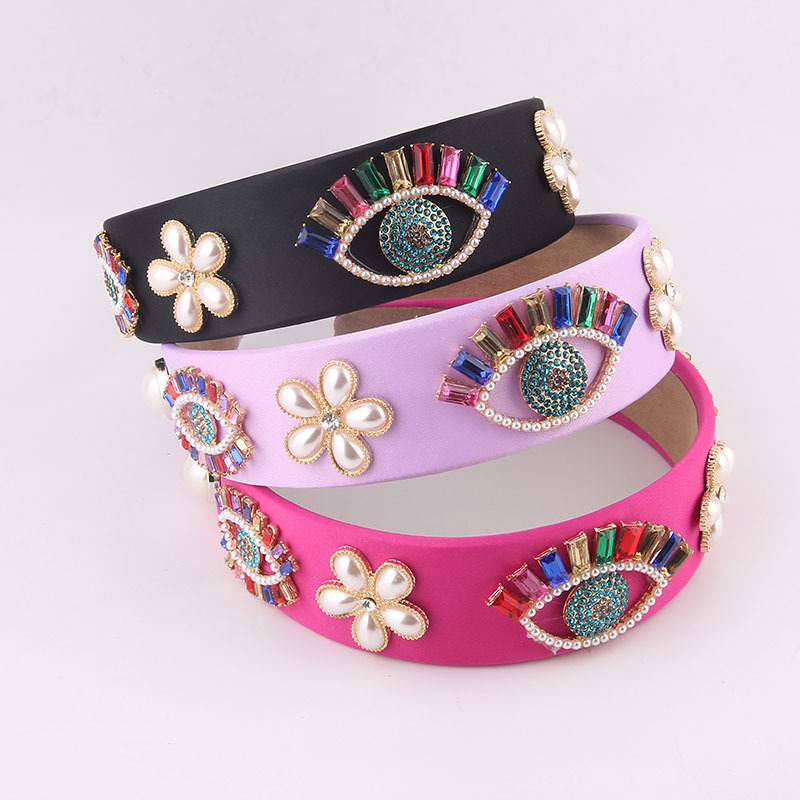 Baroque Diamond-studded Colored Eyes Flowers Headband display picture 1