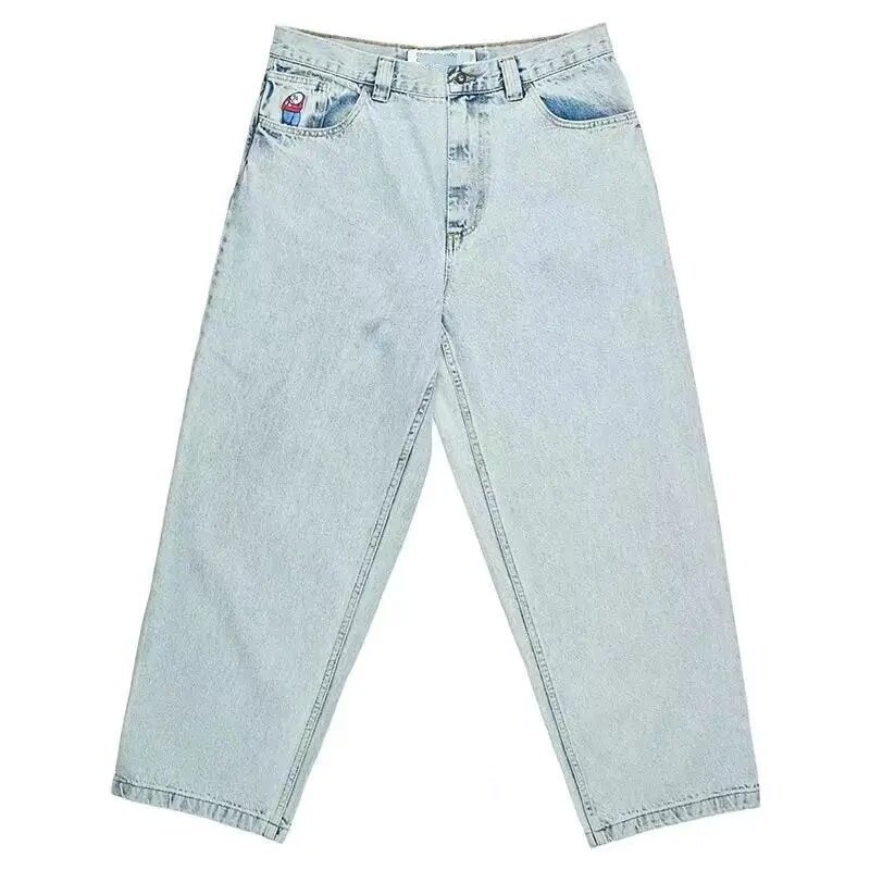 国境を越えたアメリカのヒップホップスケートボードjeans王一博と同じゆるいストレートジーンズの広い足のカジュアルなファッションパンツ|undefined