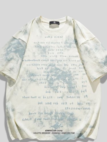 Men's Short Sleeve T-Shirt, Ins Trendy Brand, Western Hip-Hop Style, Versatile Crew Neck Top, Streetwear Base Shirt, Summer