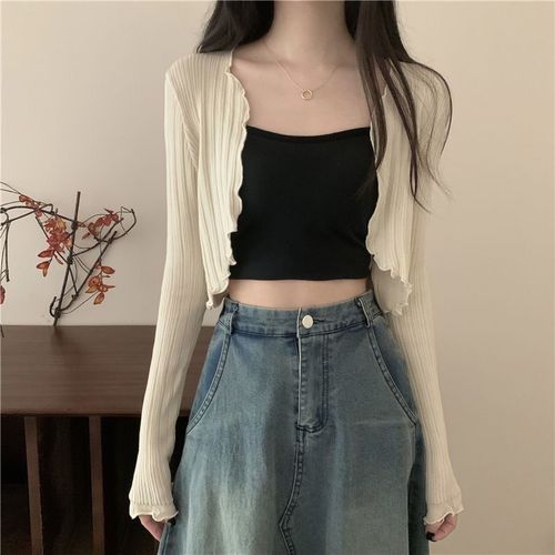 Short, thin, sun protection open jacket, halter dress, summer ice silk knitting shawl, cover coat, shoulder jacket, fairy-like air conditioning outerwear