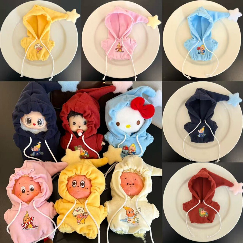 [Only Baby Clothes] New Fashionable Multi-Color Star Hat Drawstring Sweatshirt with Pictures Suitable for Monchhichi Labubu Doll