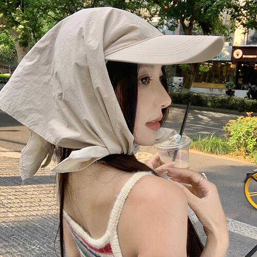 Quick-drying headscarf women's summer Japanese style outdoor peaked hat UV protection neck protection camping hat sun protection hat fashionable