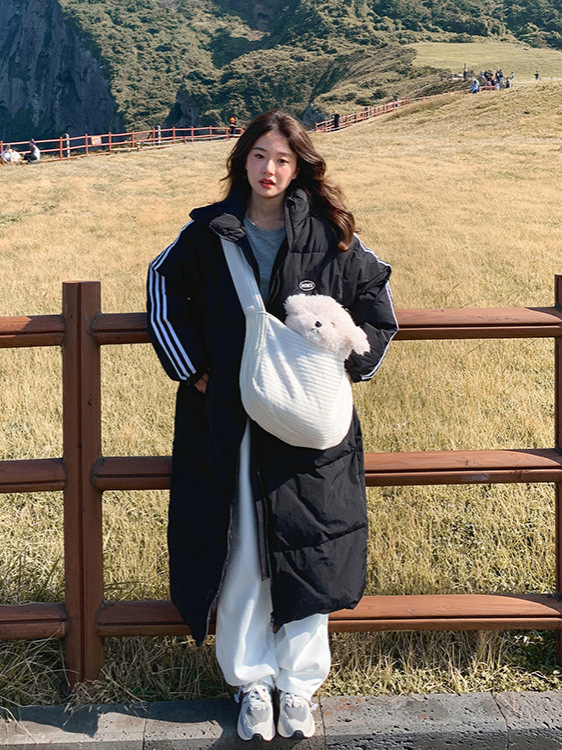 Winter long warm down jacket with down for leisure