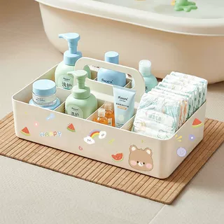 宝宝尿不湿尿片多格收纳神器婴儿用品收纳盒家用桌面大容量提手篮