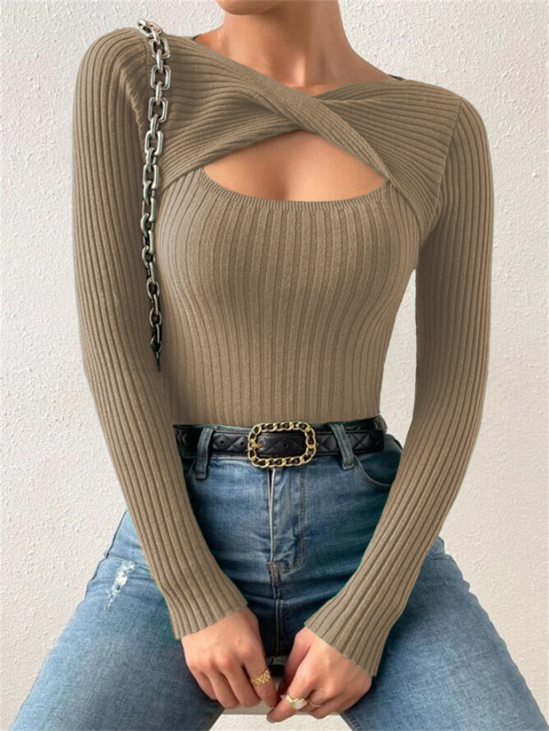 154g Weight Long Sleeve Sleeve Length Pullovers Placket Type Regular Sleeve Sleeve Type Polyester Fabric Type Regular Top Length Sweater Tops Type Holiday, Daily Occasion U Neck Neckline Slim Fit Type Solid Color Pattern Winter, Autumn Season Women's Gender Elegant, Streetwear Style Wholesale Women's Elegant Streetwear Solid Color Long Sleeve Sweaters & Cardigans 8