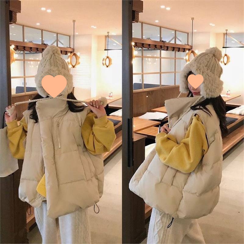 ChicShe 2024 Koreanische Version Lockerer Studentinnen-Daunen-Kurzjacke, verdickte Weste, Baumwollmantel_voghion.com