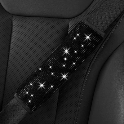 Seat belt shoulder pad Rhinestones, Full Rhinestone Safety - black-diamond-ordinary-style-1-pack