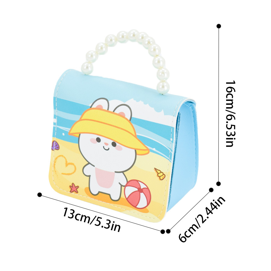 Women's Small Pu Leather Cartoon Cute Beading Square Flip Cover Coin Purse display picture 2