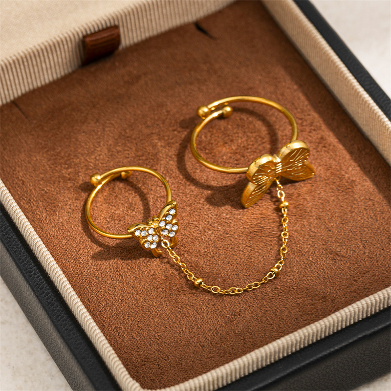 Tina Europa y los Estados Unidos transfronterizos diseño de modelado de flores de verano pulsera de dedo de mujer incrustado con zirconio blanco no se desvanece anillo de mariposa