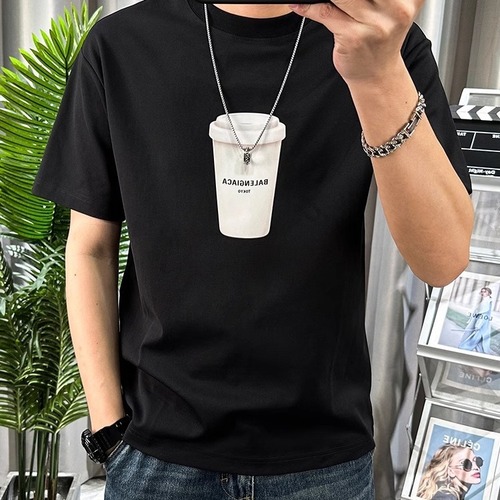 Men's Summer Letter Print T-Shirt Trendy Casual Loose American Style Top
