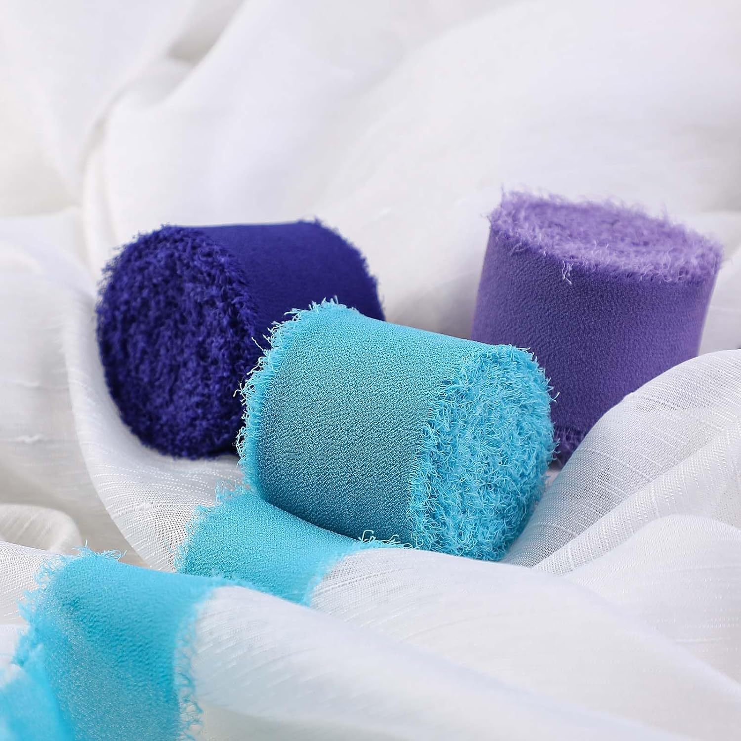 INS deshilachado gasa cinta ramo de la boda borla cinta arco decoración hilo de nieve tira de tela de seda