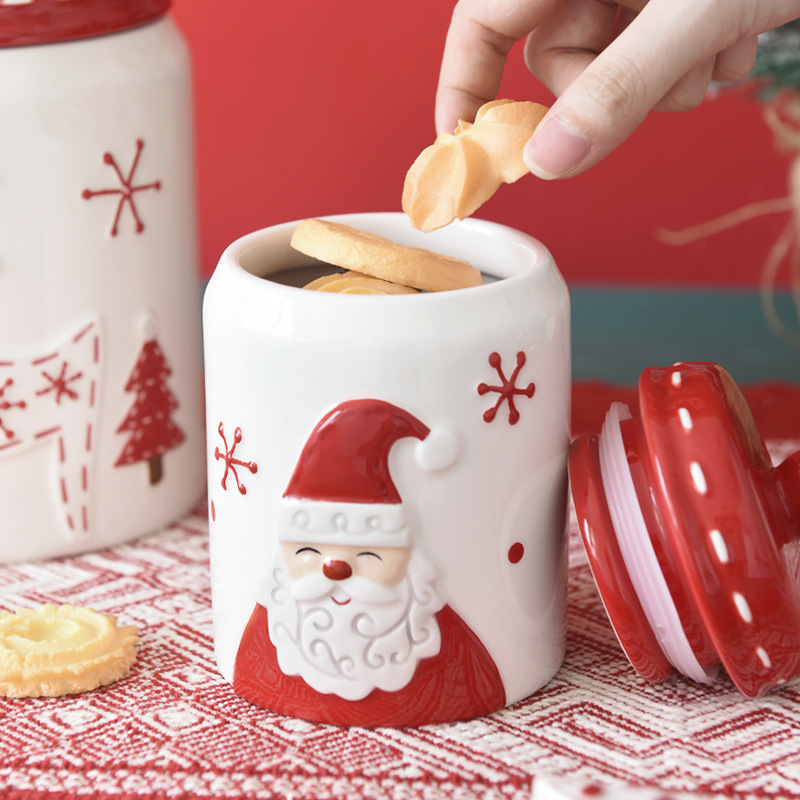 Papá Noel nórdico latas de cerámica grande latas de bocadillos latas de regalo de Navidad creativas