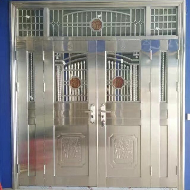 Factory direct silver stainless steel door half glass security door transparent door rural door