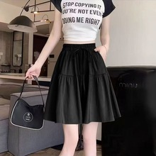 慵懒风冰丝速干阔腿裤裙短裤子女夏季薄款大码休闲五分裤半身裙裤