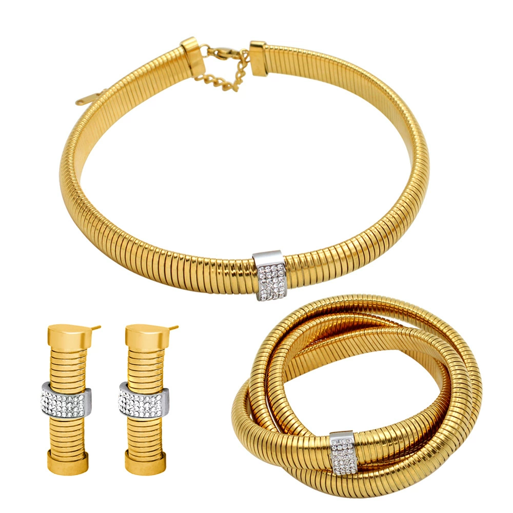 Zirconium hip-hop style stainless steel, nail decoration, jewelry, set, choker, bracelet, earrings, wholesale
