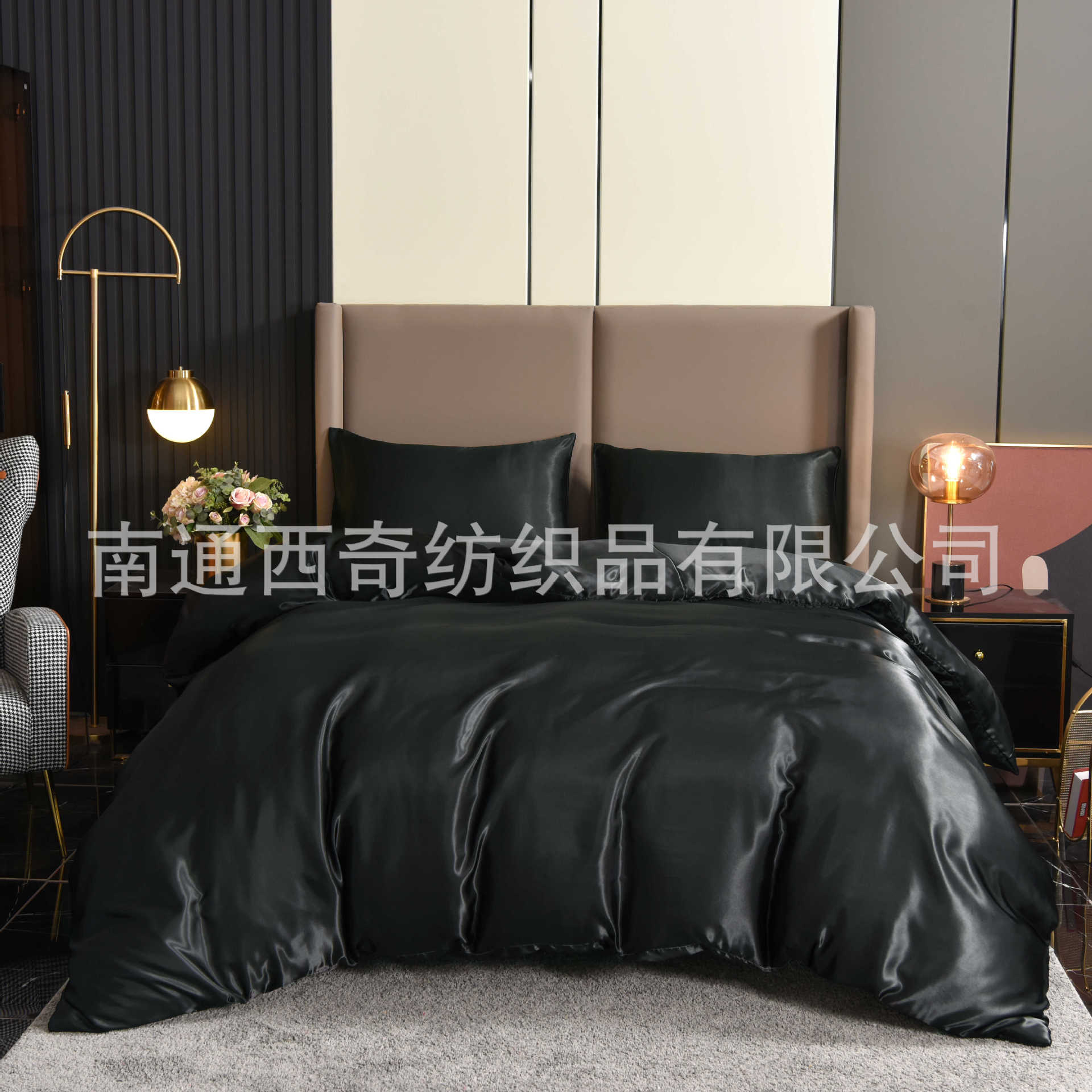亚马逊易贝速卖通纯色多色色丁三件套跨境家纺供货工厂多尺寸现货