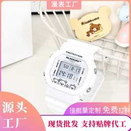 轻松熊电子手表学生考试手表女初高中计时夜光防水闹钟方形腕表