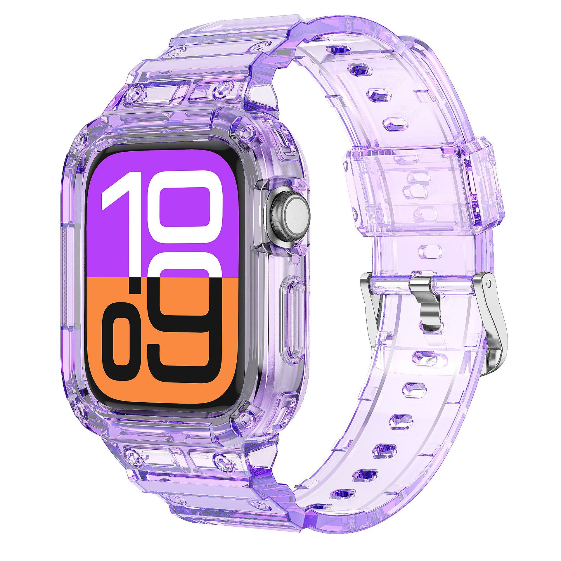 Applicable to the 46mm 10th generation silicone shockproof iwatchS10TPU one-piece strap with transparent glitter undefined