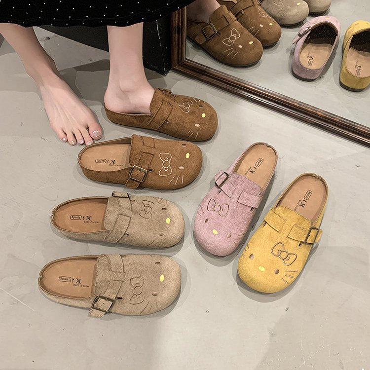 Modas pequeñas lindas zapatillas de dibujos animados de media cabeza zapatillas de mujer primavera y verano 2026 nuevas zapatillas de Bocken perezosas image 5