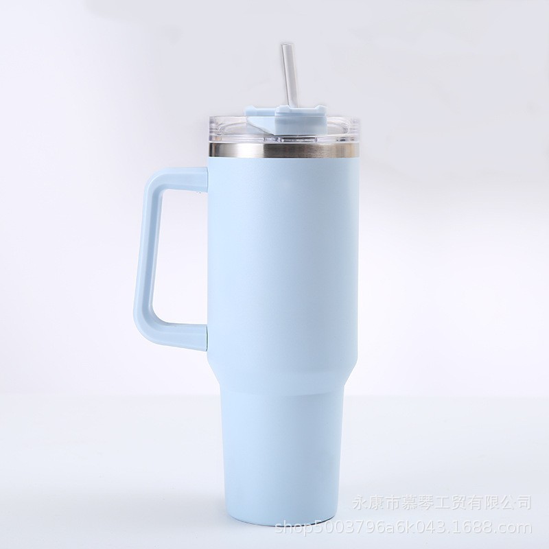 Vaso de Acero Inoxidable de 40 oz con Pajita para Venta Directa Transfronteriza, Vaso Portátil para Auto, Vaso Térmico de Gran Capacidad