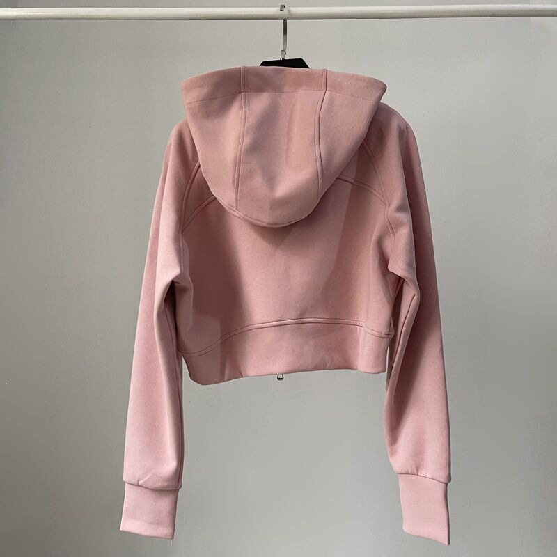 American-style trendy air-layer fabric sports hoodie for women, loose-fitting spring and autumn cardigan with hood, solid color short jacket American-style trendy air-layer fabric sports hoodie for women, loose-fitting spring and autumn cardigan with hood, solid color short jacket