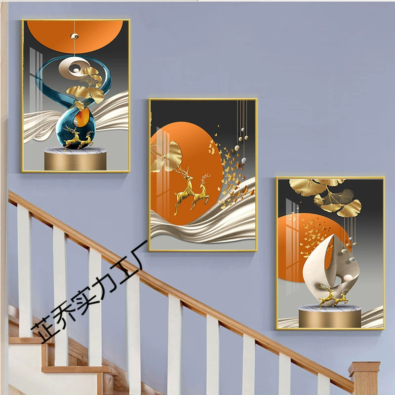 Декоративная роспись лестницы, вилла, лестничная клетка, угол, коридор, проход, настенная роспись, дуплекс, гостиная, столовая, спальня, подвесная картина