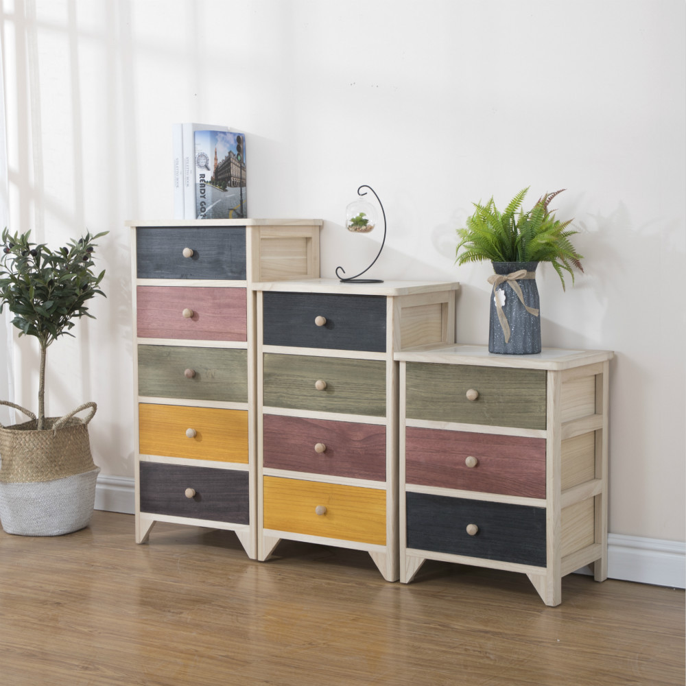 Cross-Border American retro de madera maciza gabinete de almacenamiento de la fábrica pastoral de múltiples capas cajón de almacenamiento de gabinete mesita de noche en el pecho de cajones