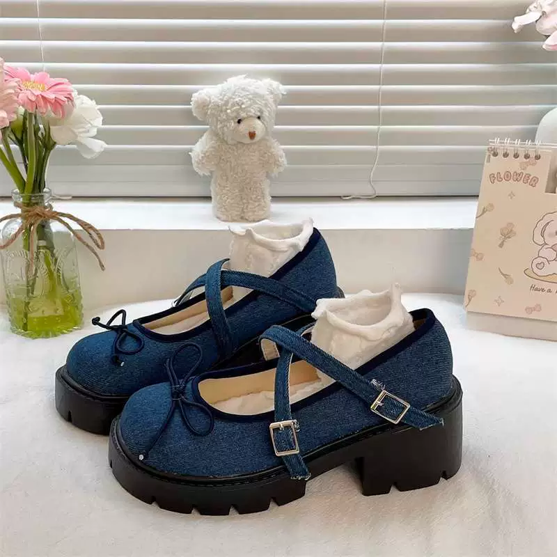 Летние туфли Мэри Джейн в стиле феи, новая модель 2025 года, нишевый дизайн, универсальные, на толстой подошве, на высоком каблуке, из натуральной кожи, для женщин.