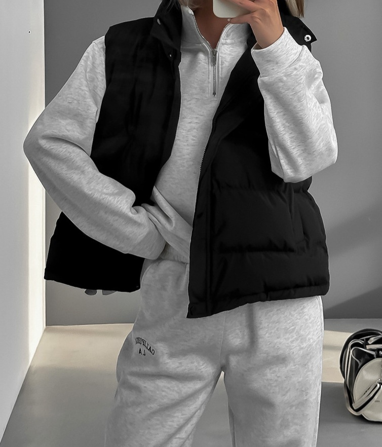 Women's Clothing autumn and winter new fashion trend hot girl street thick warm vest sleeveless cotton jacket_voghion.com