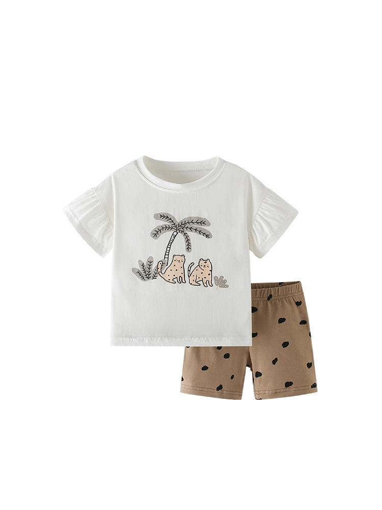 Traje de niña malwee transfronterizo verano nuevo servicio a domicilio camiseta casual de cuello redondo de dos piezas para niños europeos y americanos