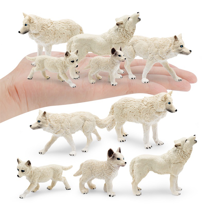 Simulación transfronteriza bosque animal Lobo Blanco modelo Cognición de los niños Lobo Ártico Lobo rugiente bebé escritorio decoración juguete