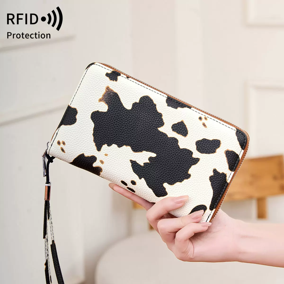 跨境新款RFID防盗刷女士钱包欧美复古大容量手拿包多卡位长款钱包