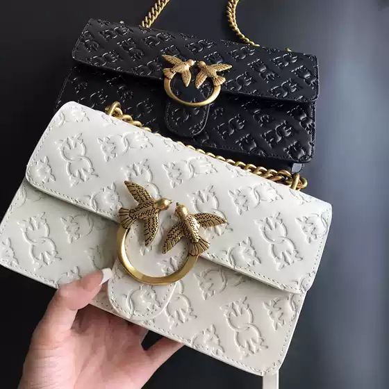 New Pinko Same Style Genuine Leather Embossed Swallow Bag Chain Underarm Fashion High-End Versatile Shoulder Crossbody Bag