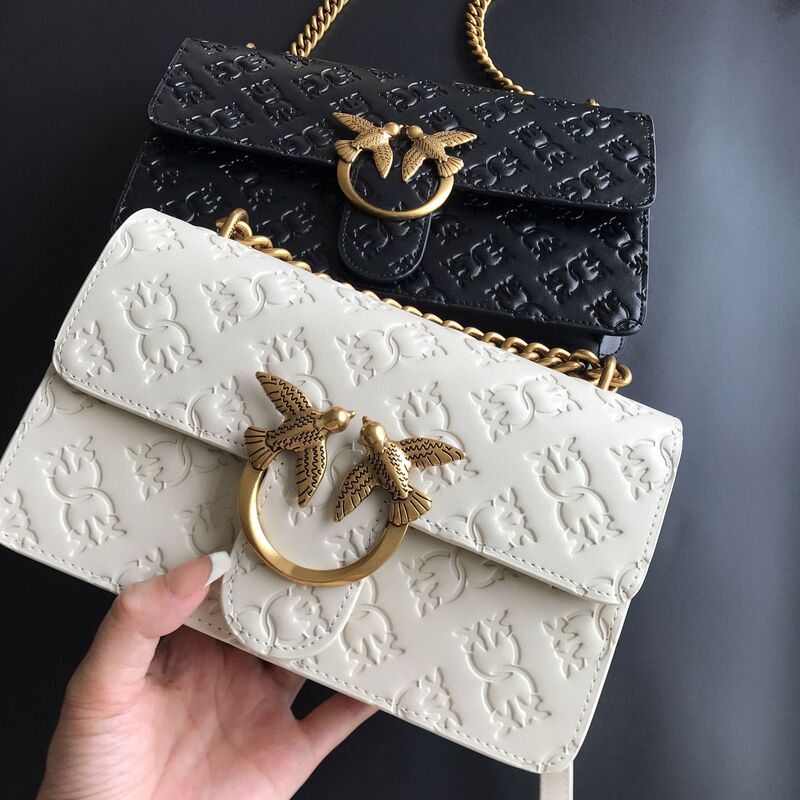 New Pinko Same Style Genuine Leather Embossed Swallow Bag Chain Underarm Fashion High-End Versatile Shoulder Crossbody Bag New Pinko Same Style Genuine Leather Embossed Swallow Bag Chain Underarm Fashion High-End Versatile Shoulder Crossbody Bag