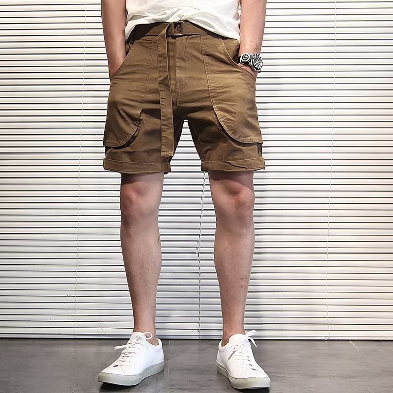 Trendy Brand Cargo Shorts for Men, Summer Three-Dimensional Large Pocket Washed Casual High Street Fashion Loose Five-Point Pants for Men