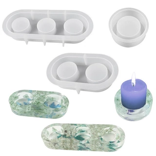 水晶滴胶diy多孔圆柱烛台磨具 香薰石膏水泥蜡烛台硅胶模具亚马逊