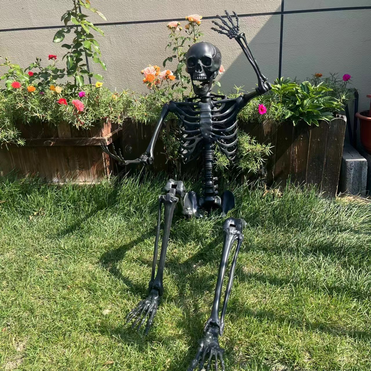 Nuevo producto explosivo Amazon comercio electrónico Halloween esqueleto esqueleto colgando fantasma cuerpo humano negro 170 estante de props esqueleto