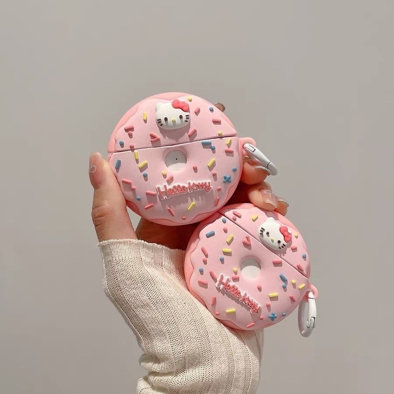 Cute KT Donut Suitable for airpods Pro2 Apple 5 Generation Silicone Earphone Cover airpods3 Earphone Case