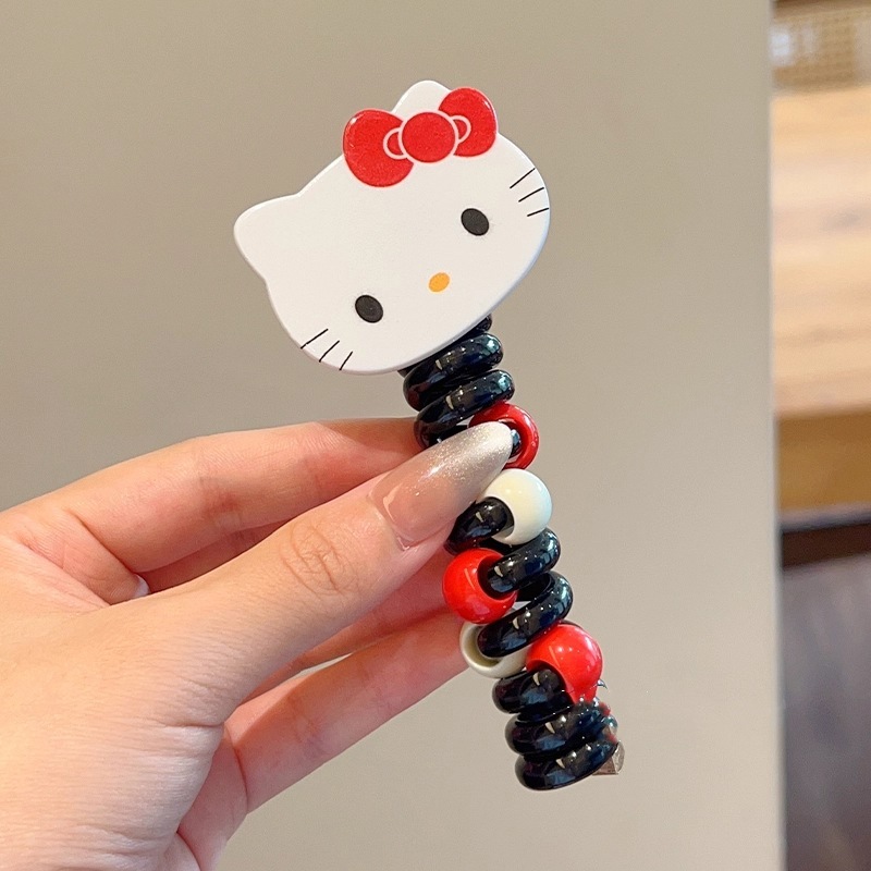 儿童可爱卡通KT猫咪电话线发圈发饰女童泡泡辫神器发绳不伤发头饰|undefined